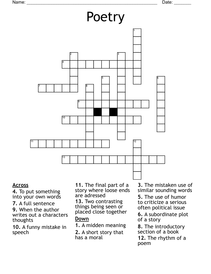 Poetry Crossword