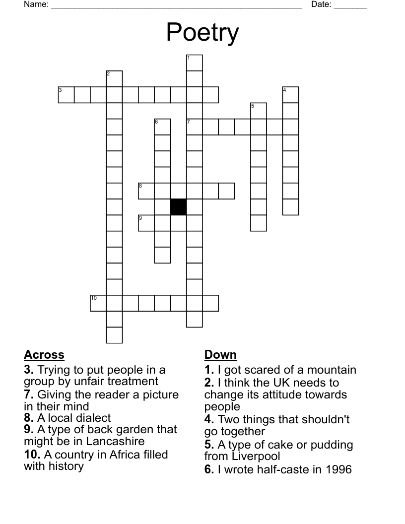 Poetry Crossword