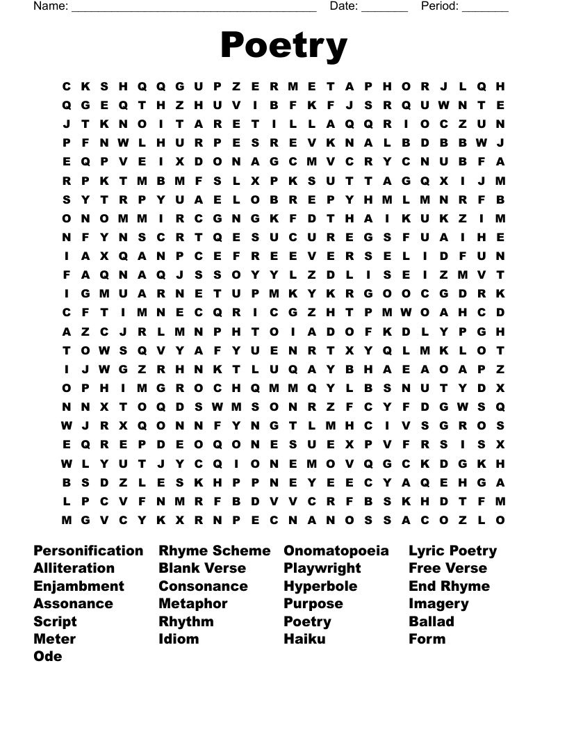 Poetry Word Search