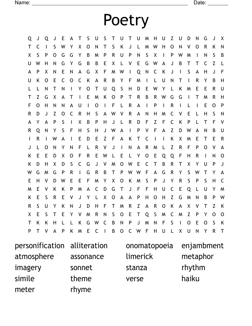 Poetry Word Search