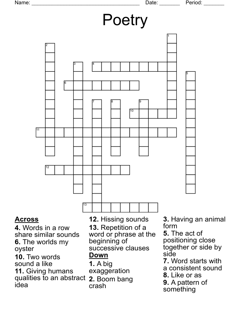 Poetry Crossword