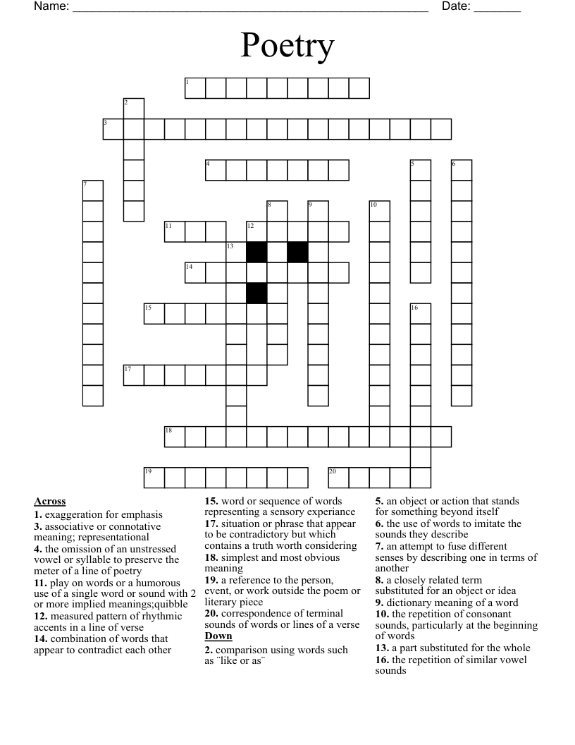 Poetry Crossword