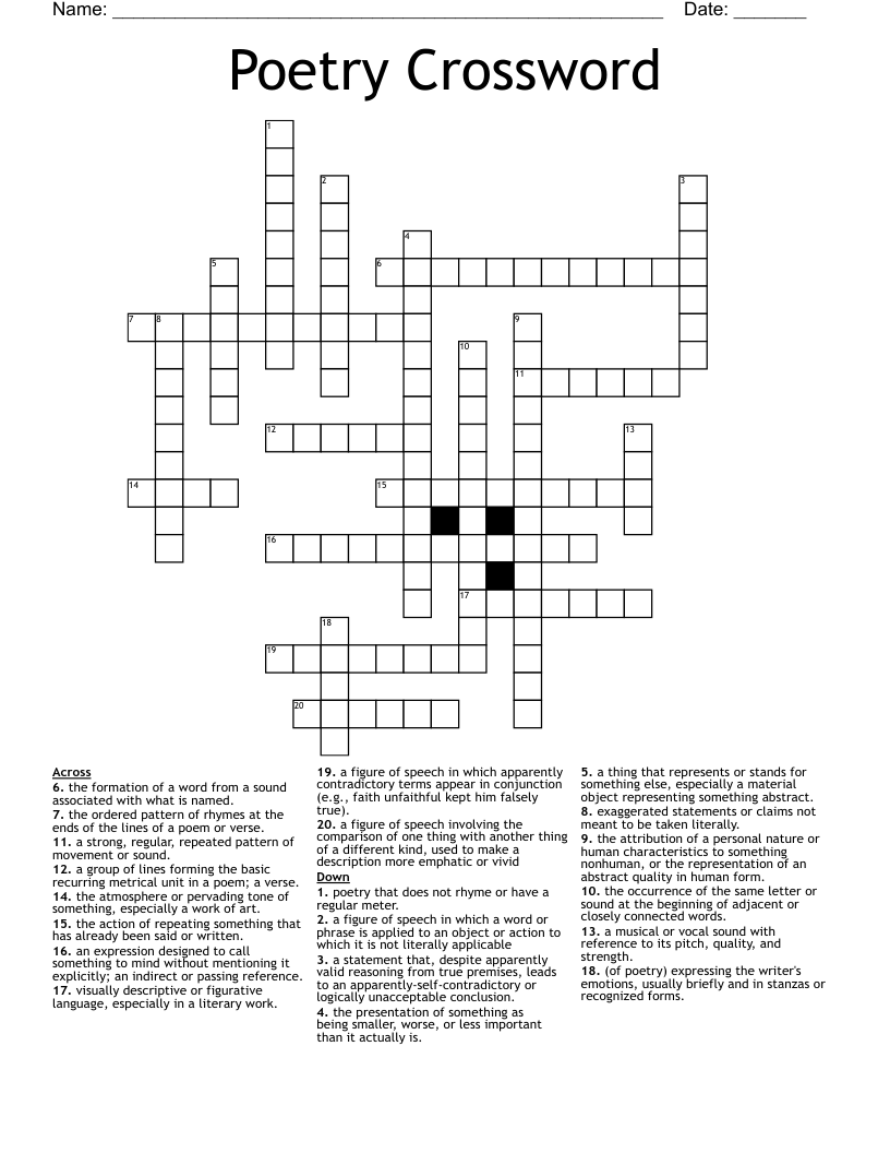 Poetry Crossword