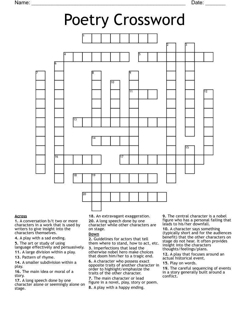 Poetry Crossword