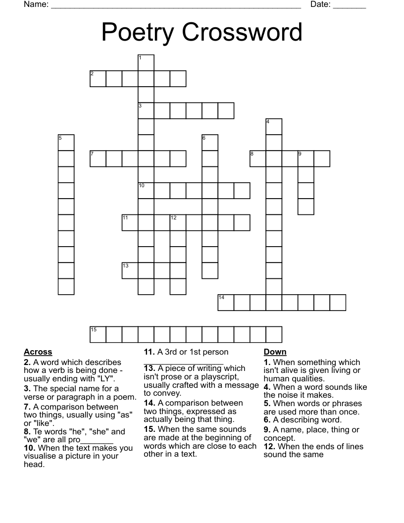 Poetry Crossword
