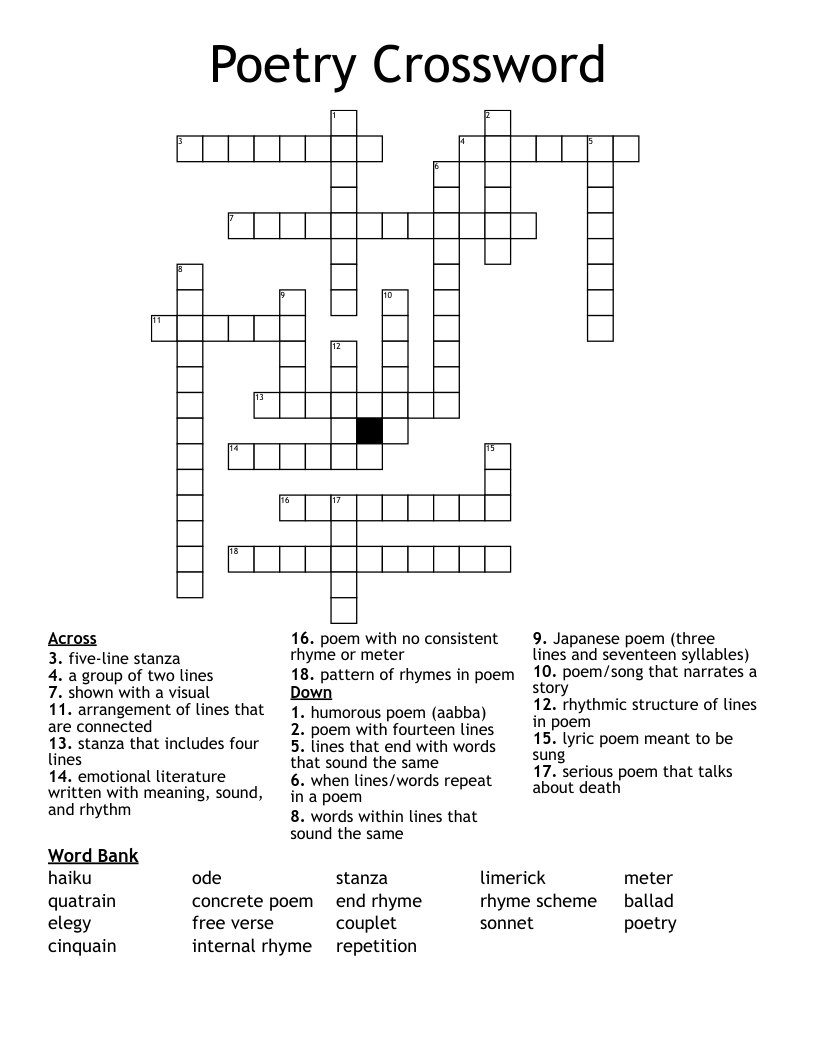 Poetry Crossword