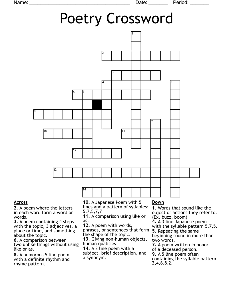 Poetry Crossword