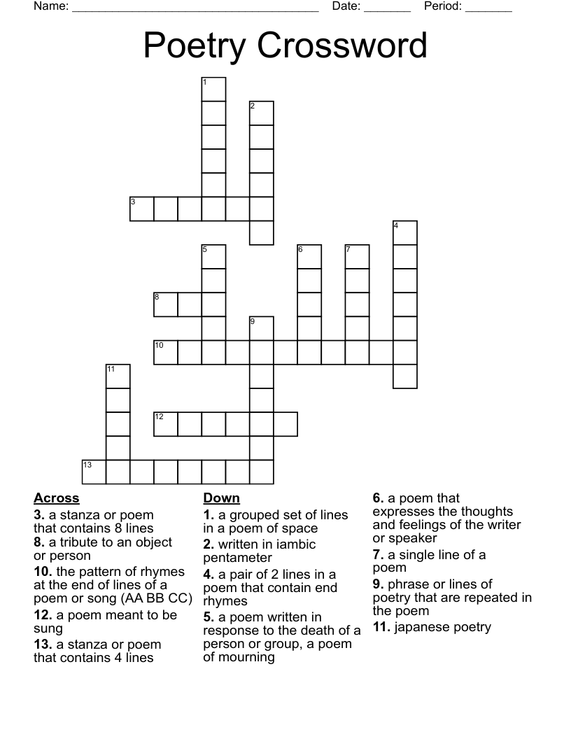 Poetry Crossword