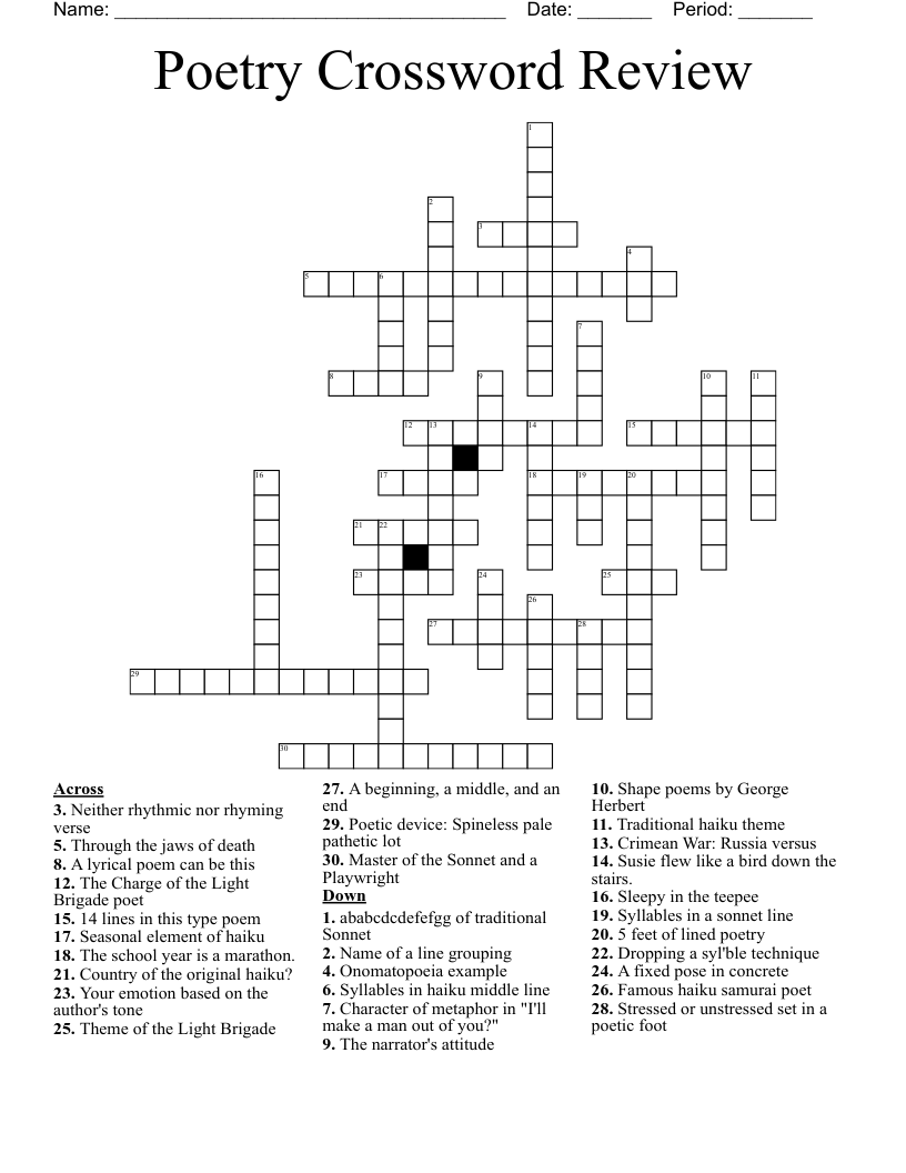 Poetry Crossword Review