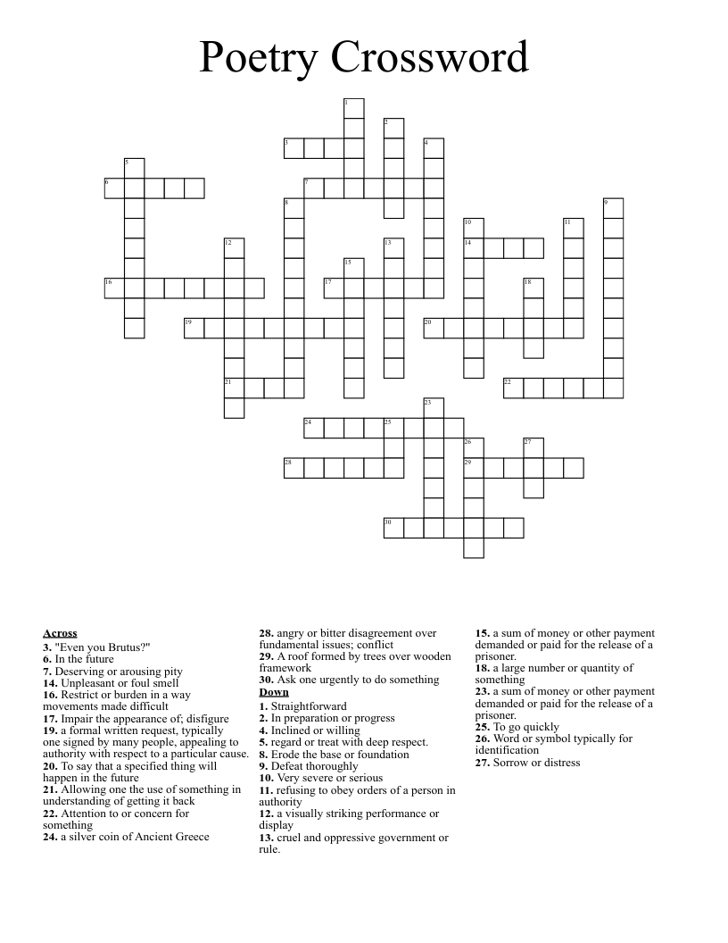 Poetry Crossword 
