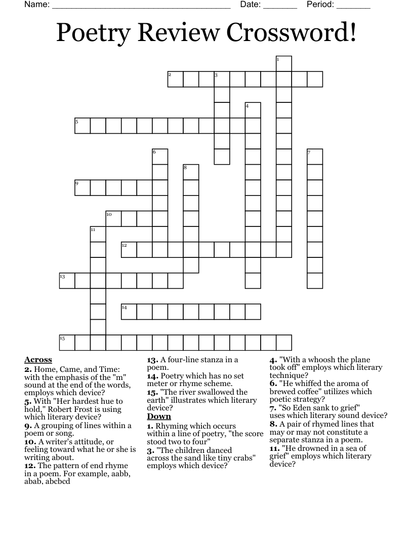 Poetry Review Crossword!