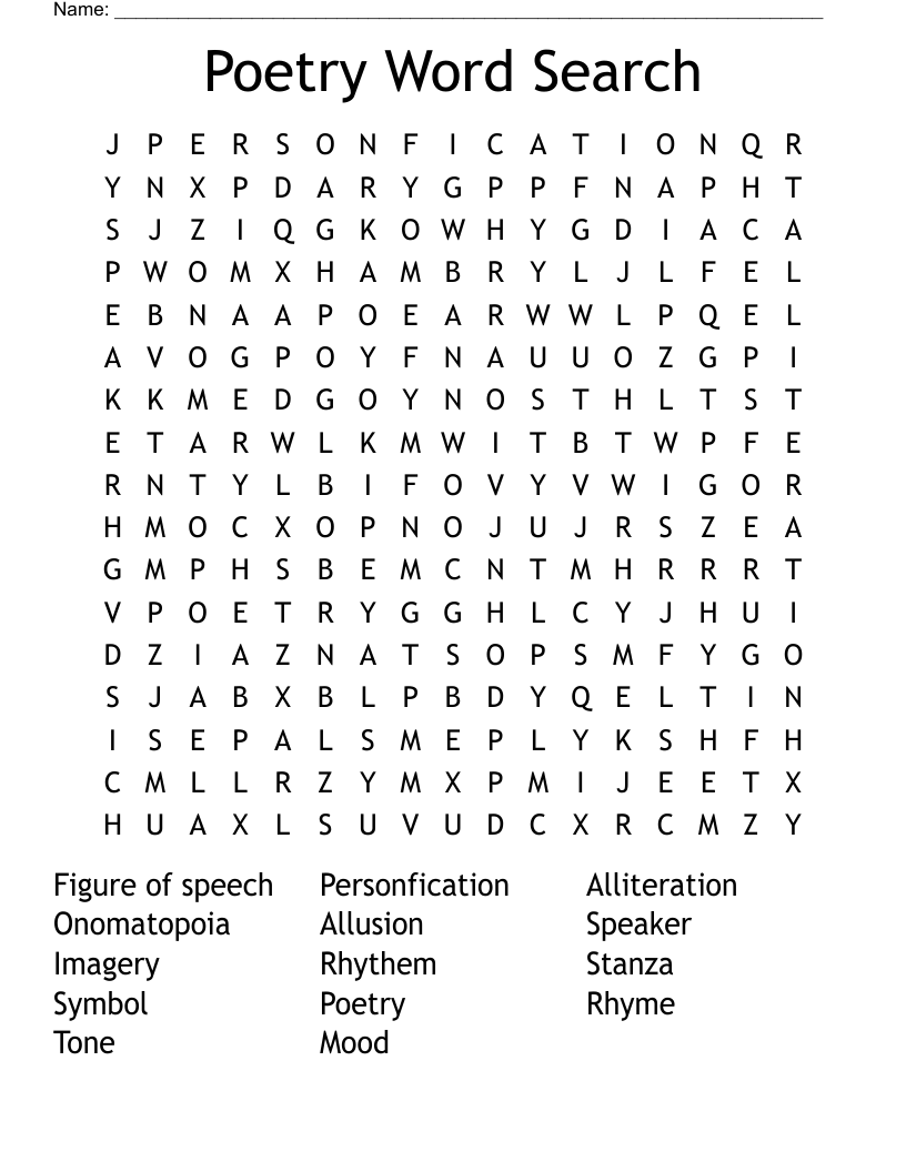 Poetry Word Search