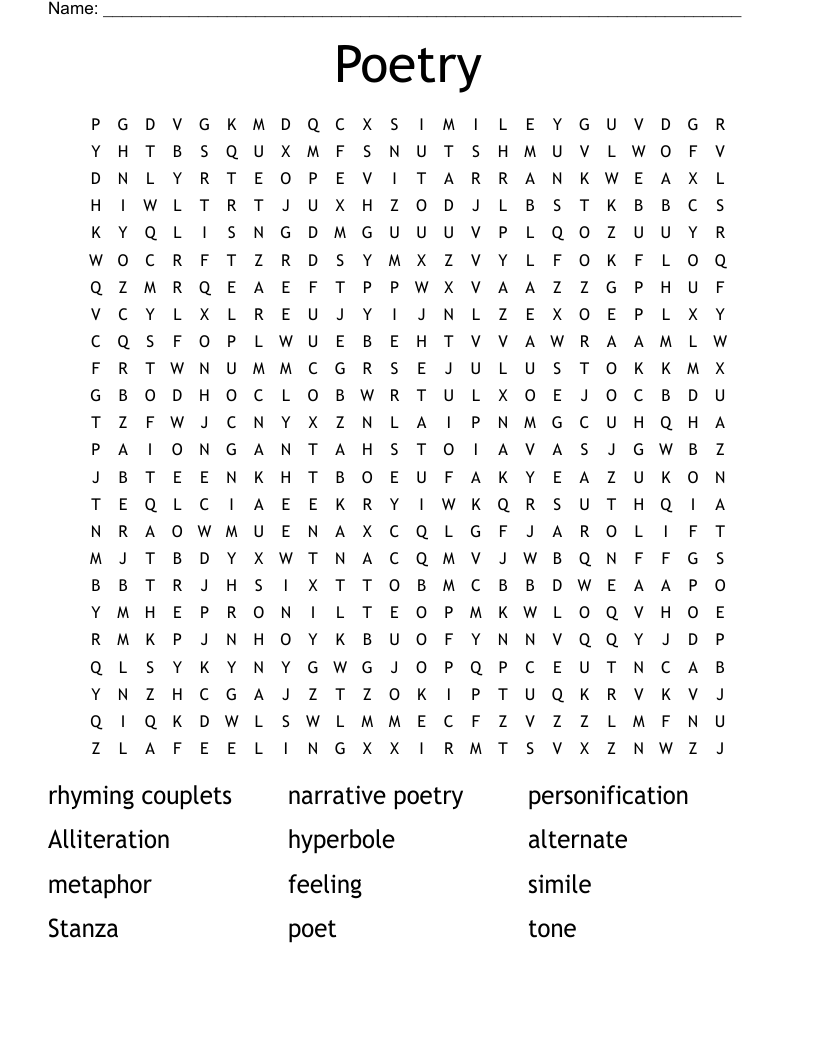 Poetry  Word Search