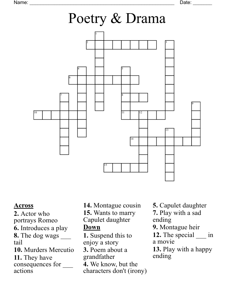 Poetry & Drama Crossword