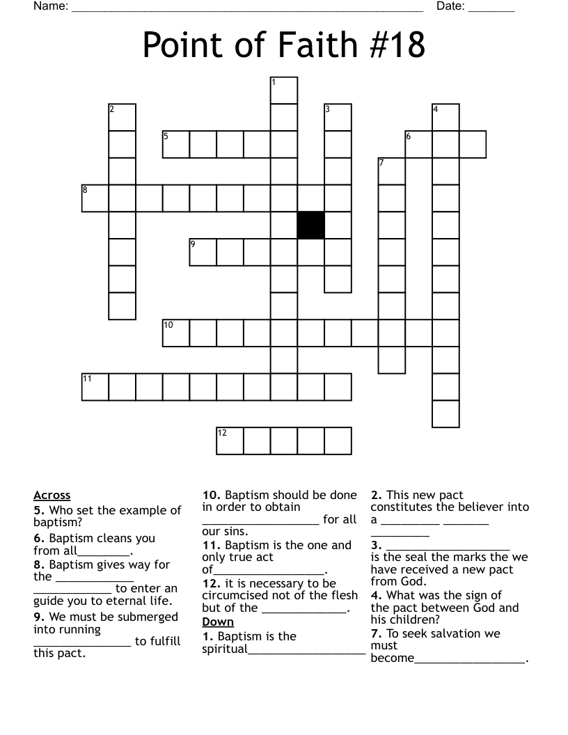 Point of Faith #18 Crossword
