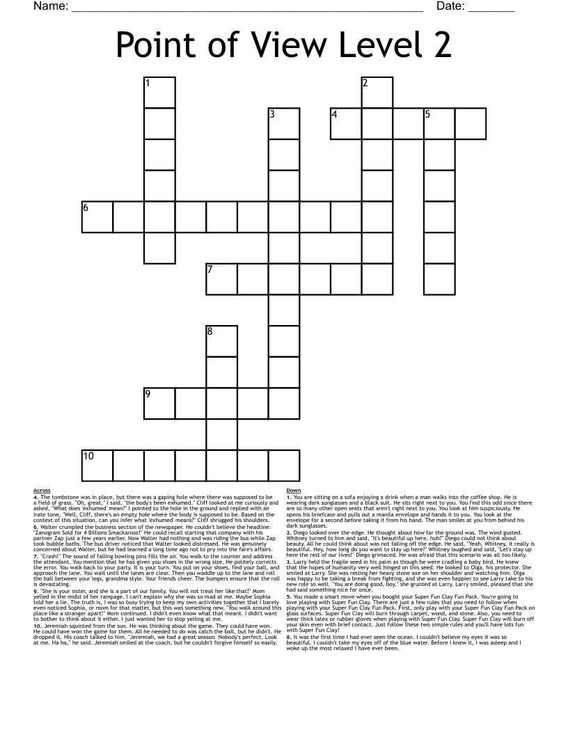 Point of View Level 2 Crossword