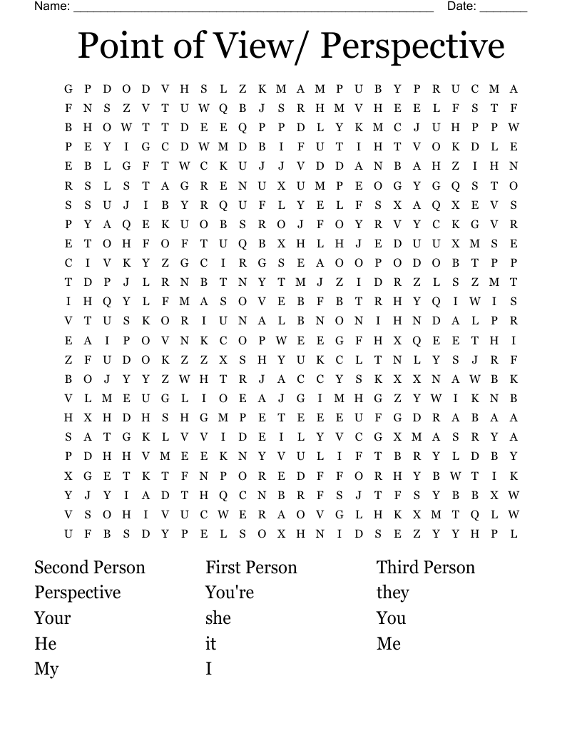 Point of View/ Perspective Word Search