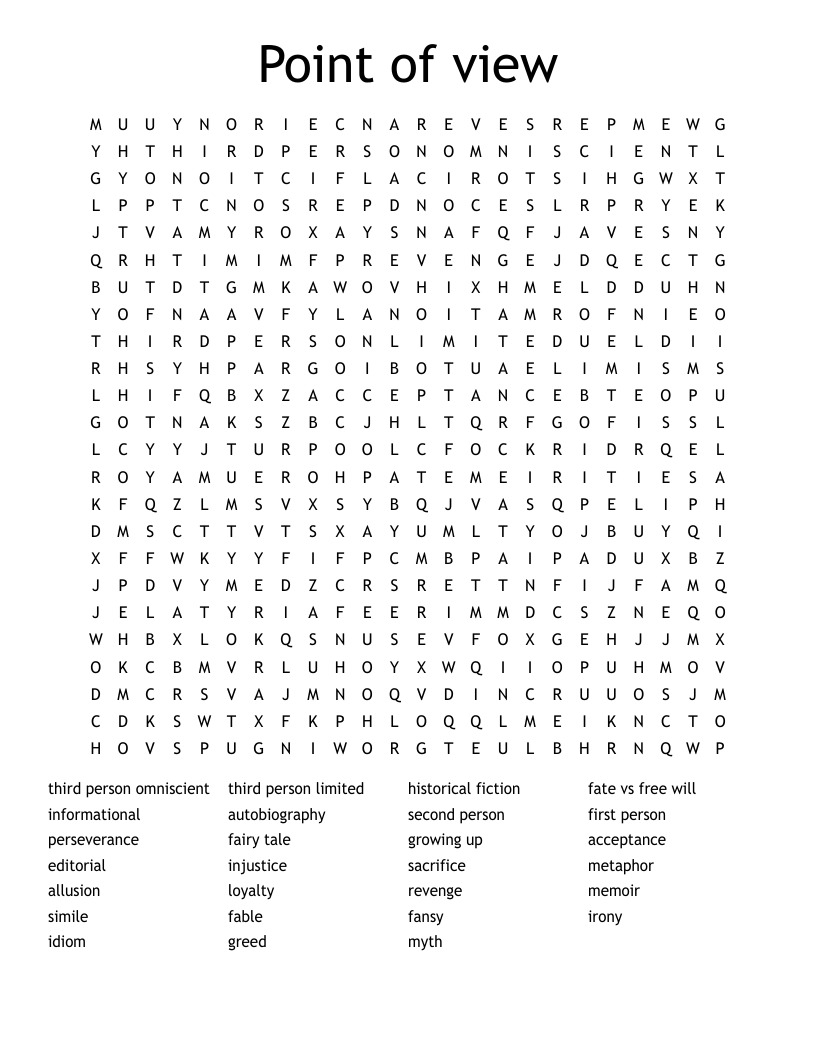 Point of view Word Search