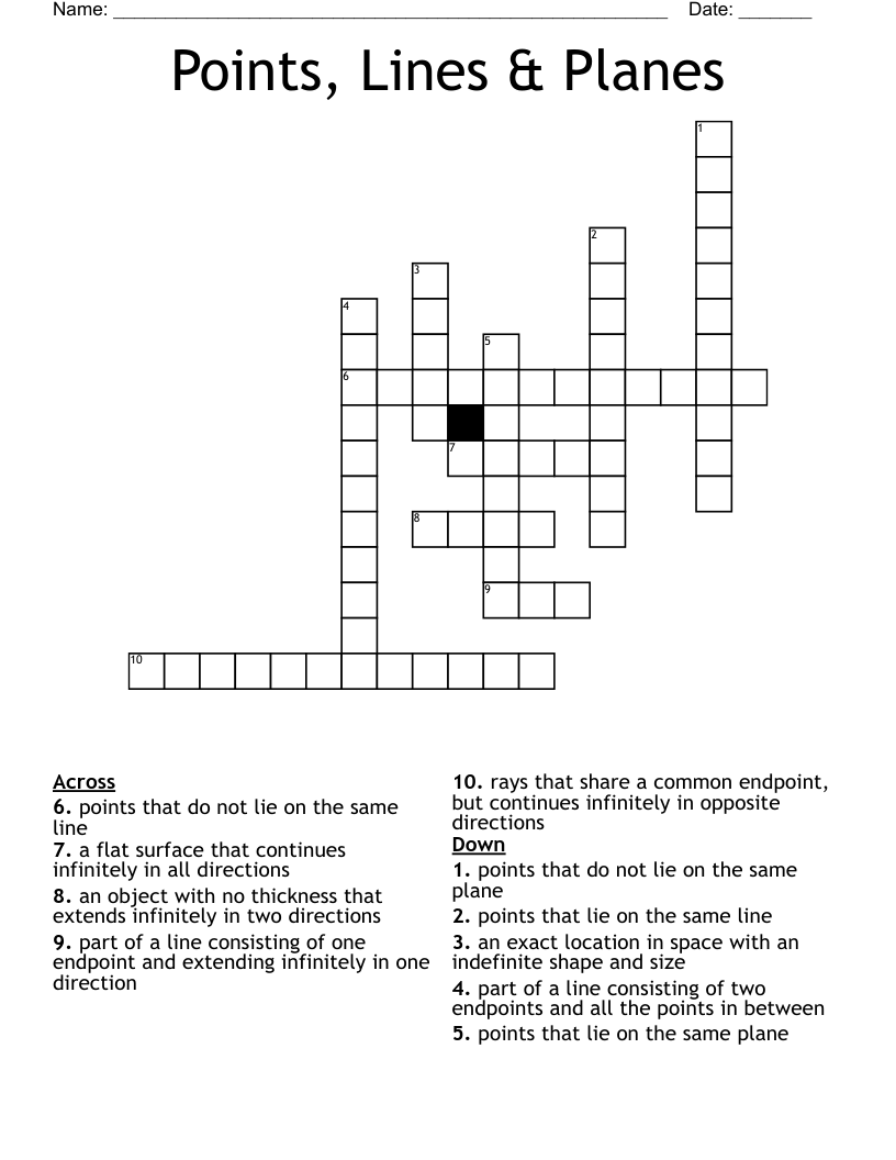 Points, Lines & Planes Crossword