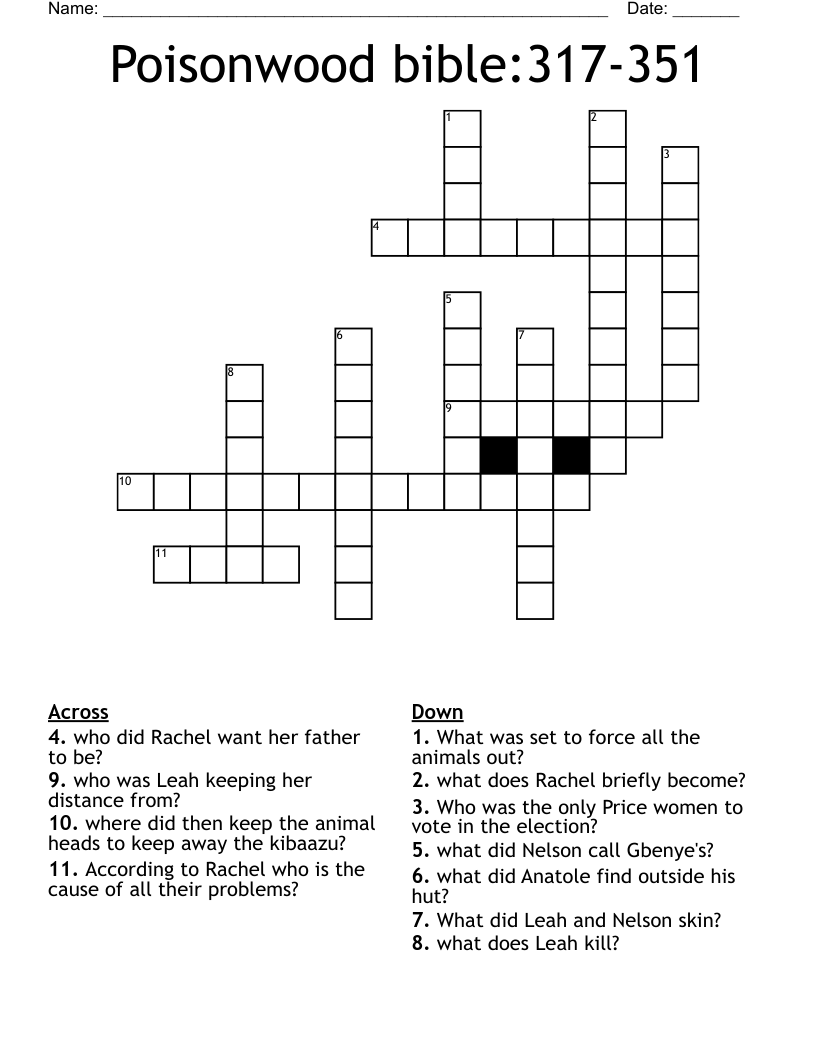 Poisonwood bible:317-351 Crossword