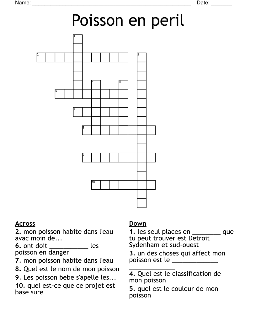 Poisson en peril Crossword