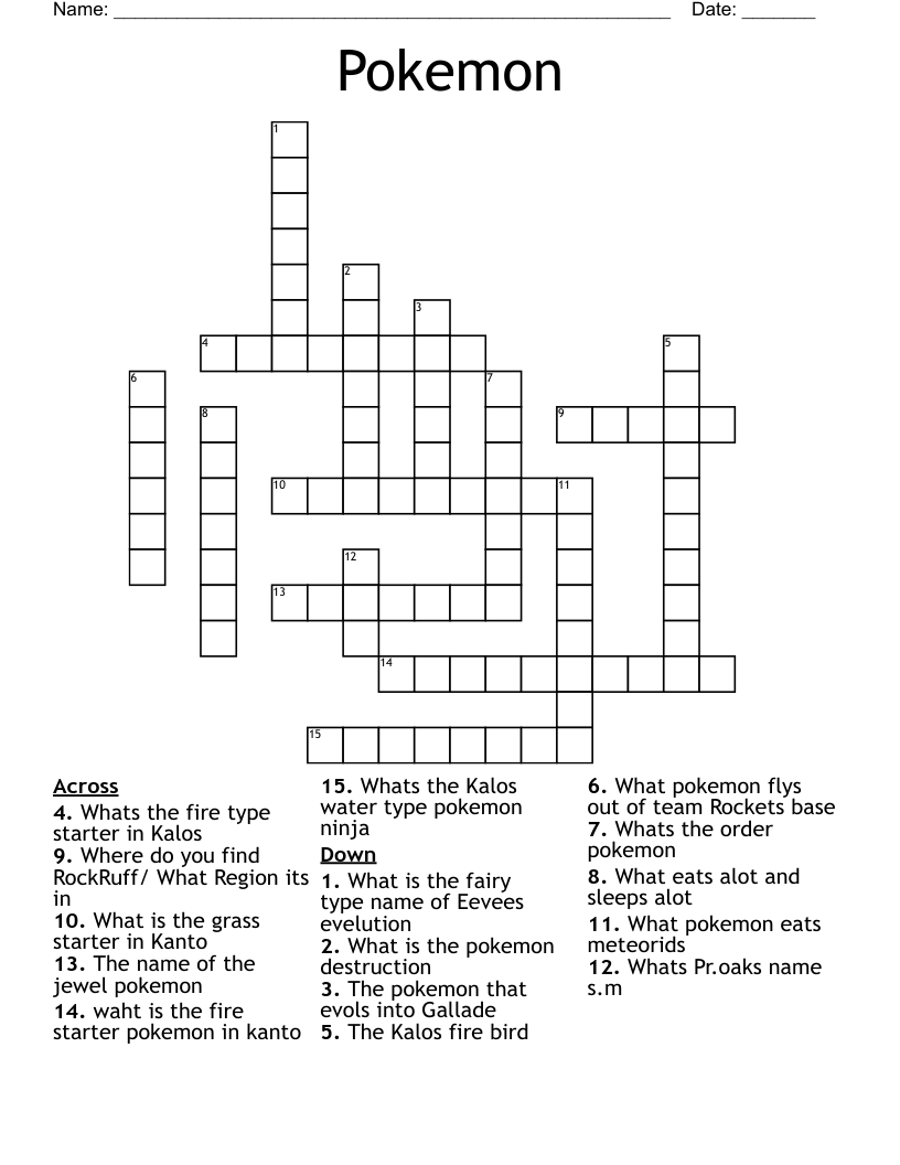 Pokemon Crossword
