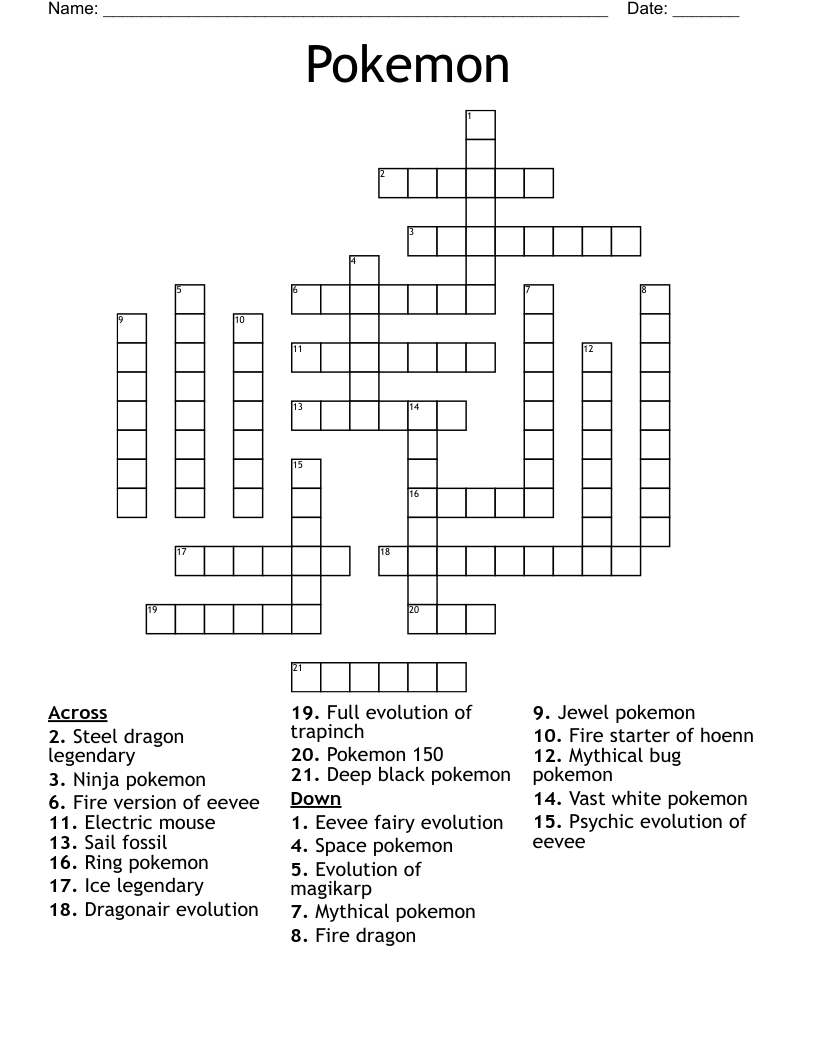 Pokemon Crossword