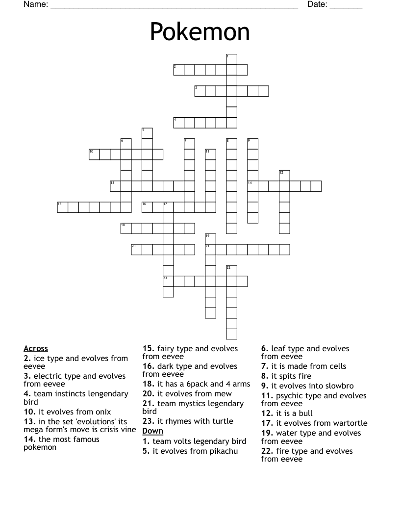 Pokemon Crossword