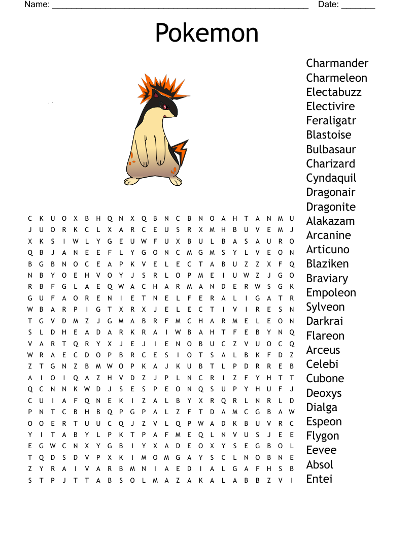 Pokemon Word Search