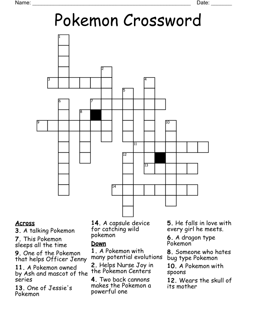 Pokemon Crossword