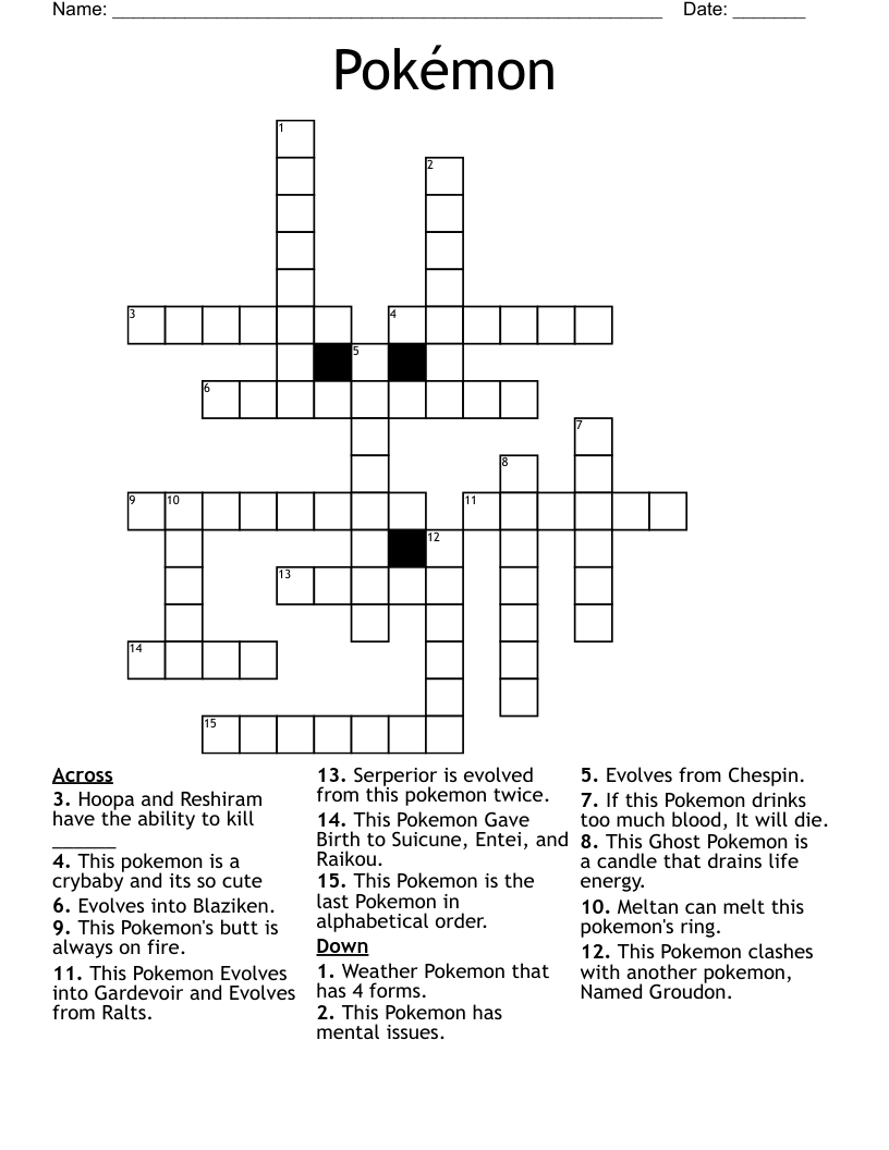 Pokémon Crossword