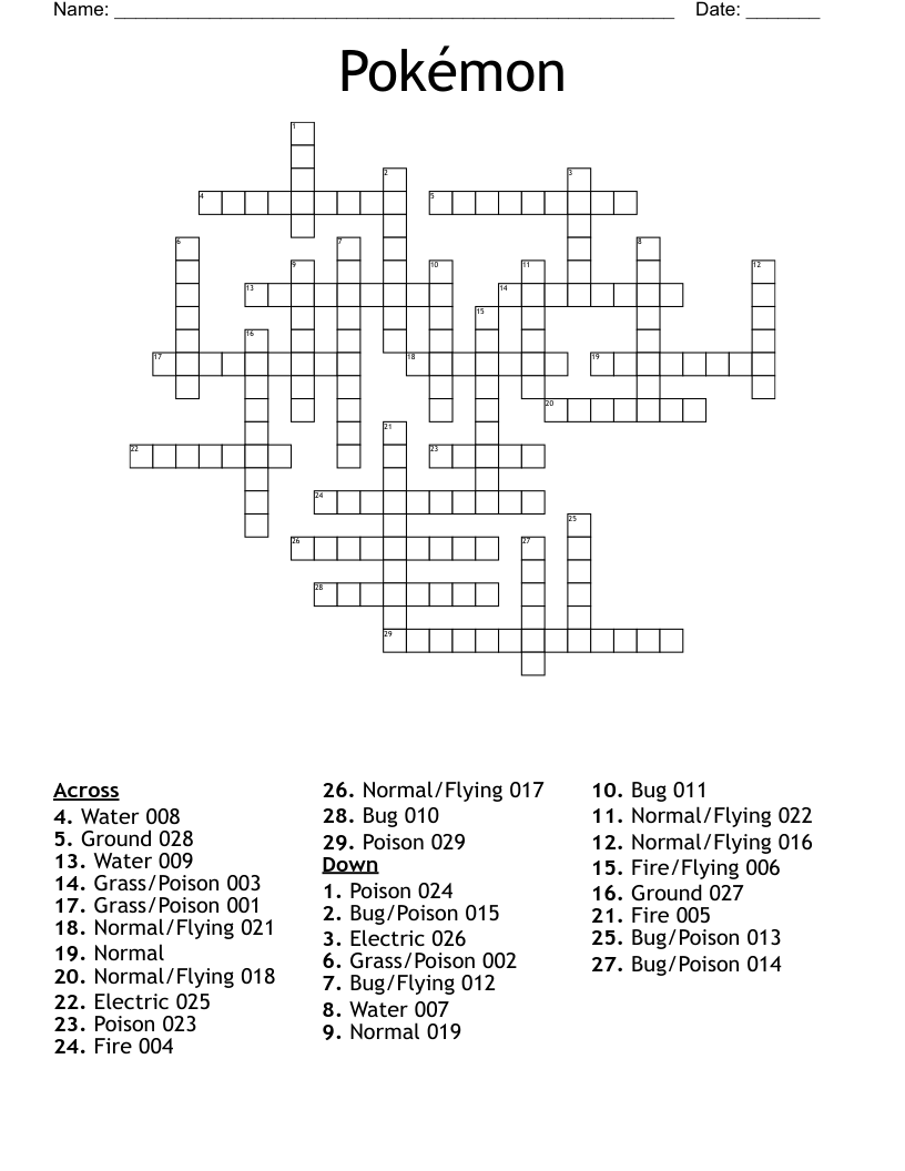 Pokémon Crossword