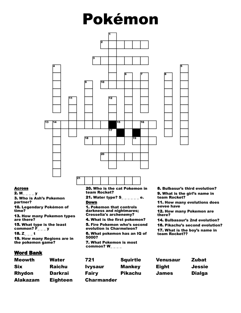 Pokémon Crossword