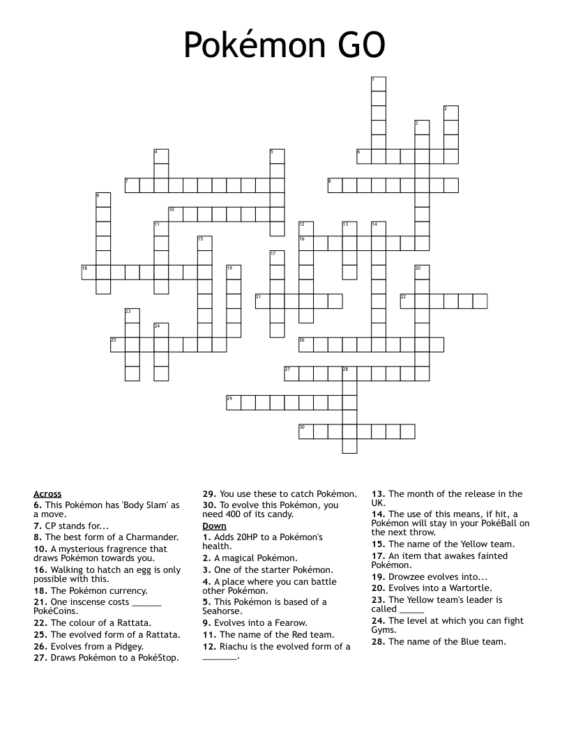 Pokémon GO Crossword