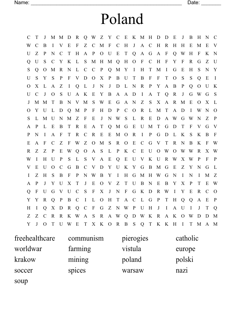 Poland Word Search