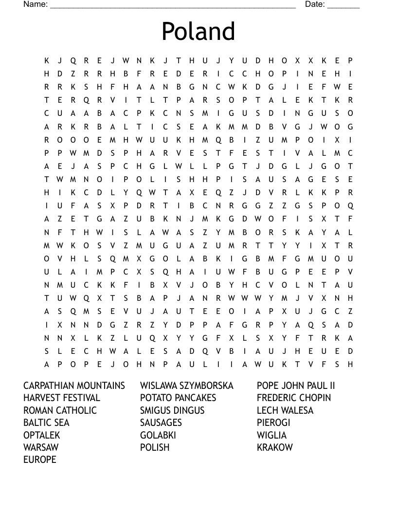 Poland Word Search