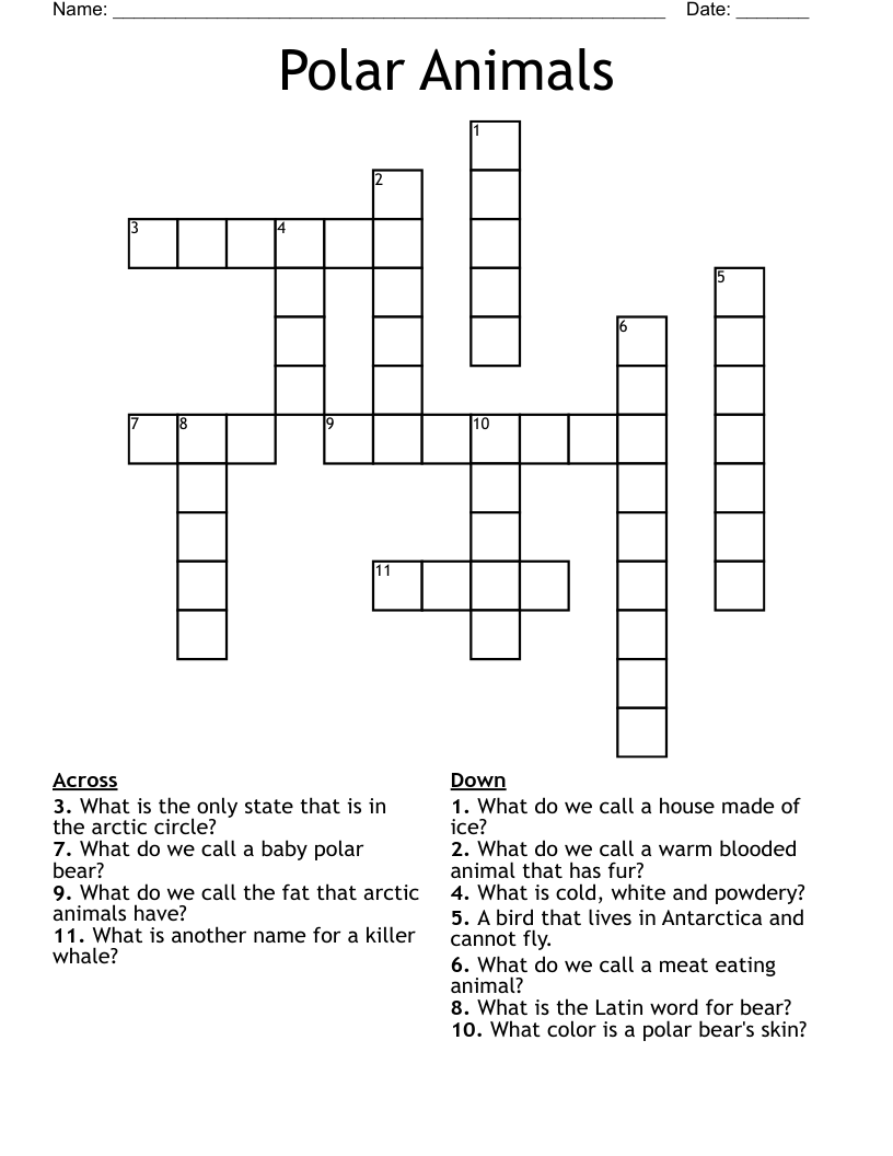 Polar Animals Crossword