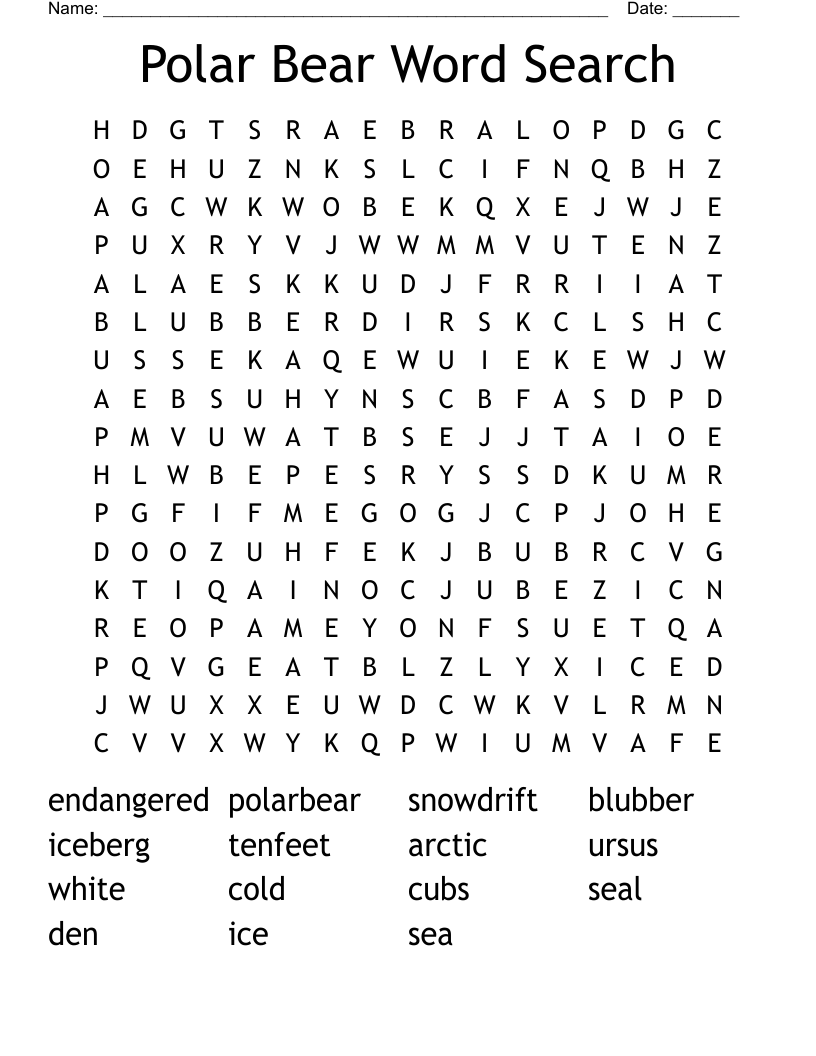 Polar Bear Word Search