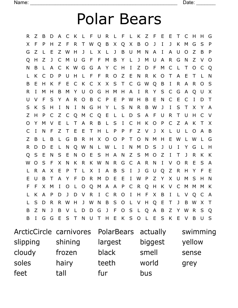 Polar Bears Word Search