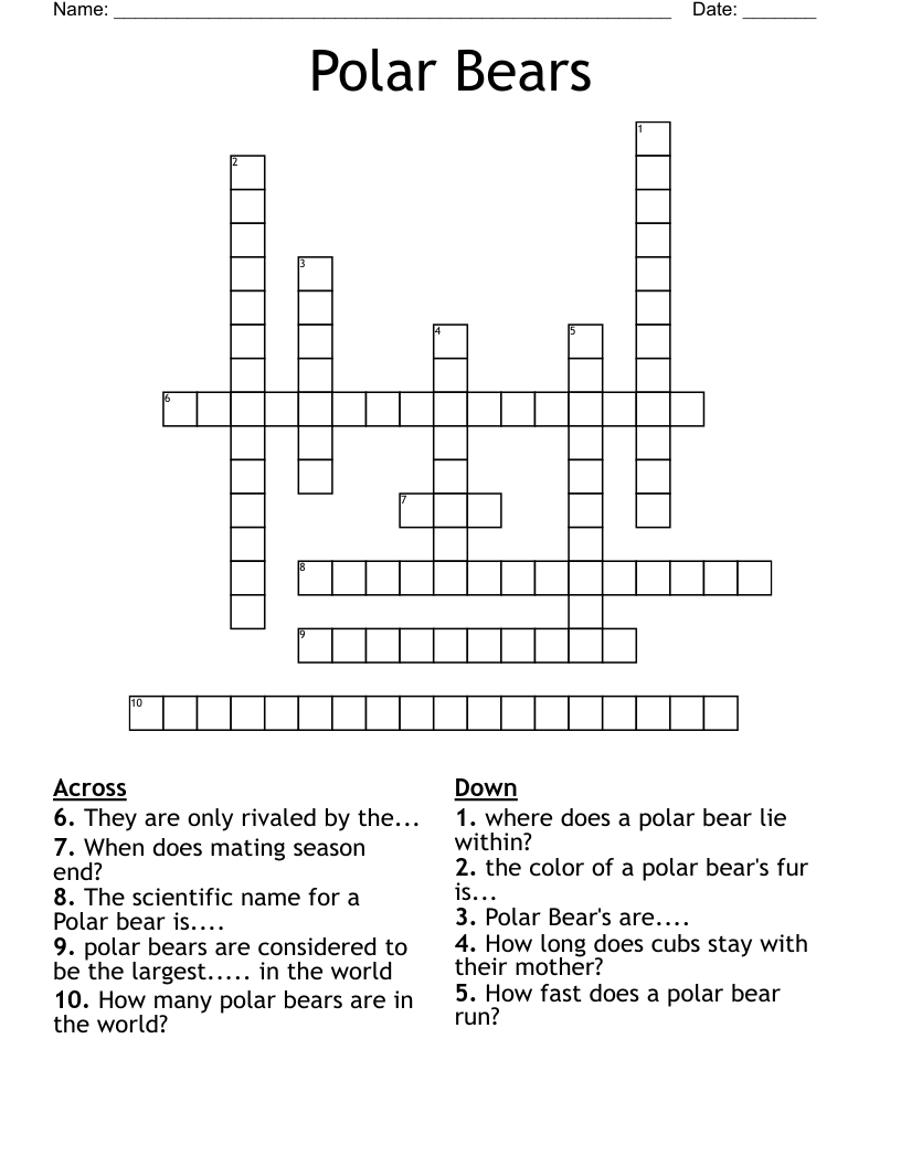 Polar Bears Crossword