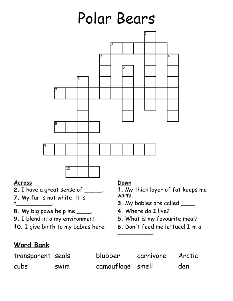 Polar Bears Crossword