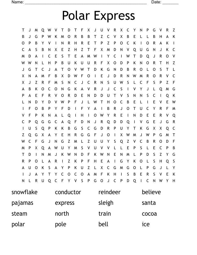 Polar Express Word Search