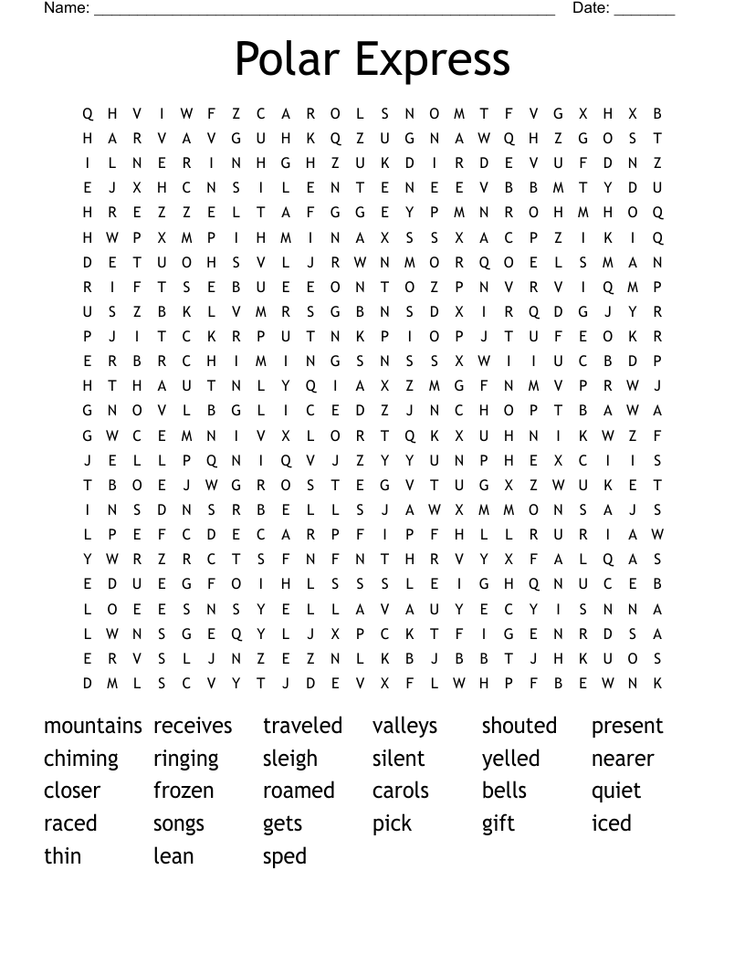 Polar Express Word Search