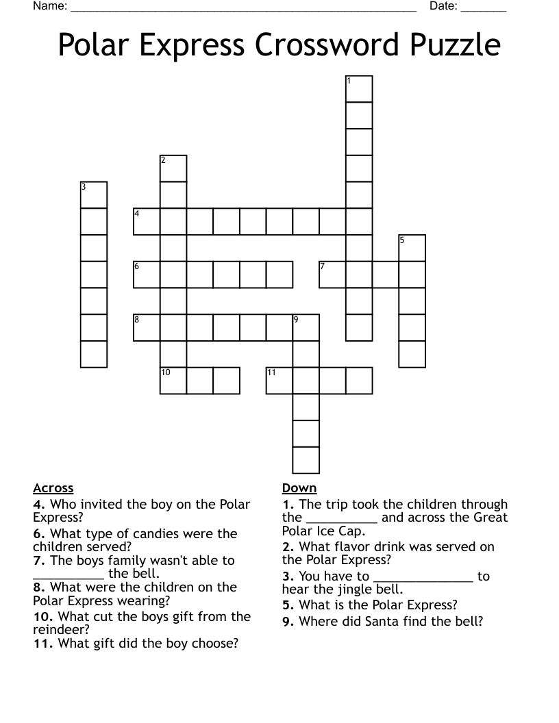 Polar Express Crossword Puzzle