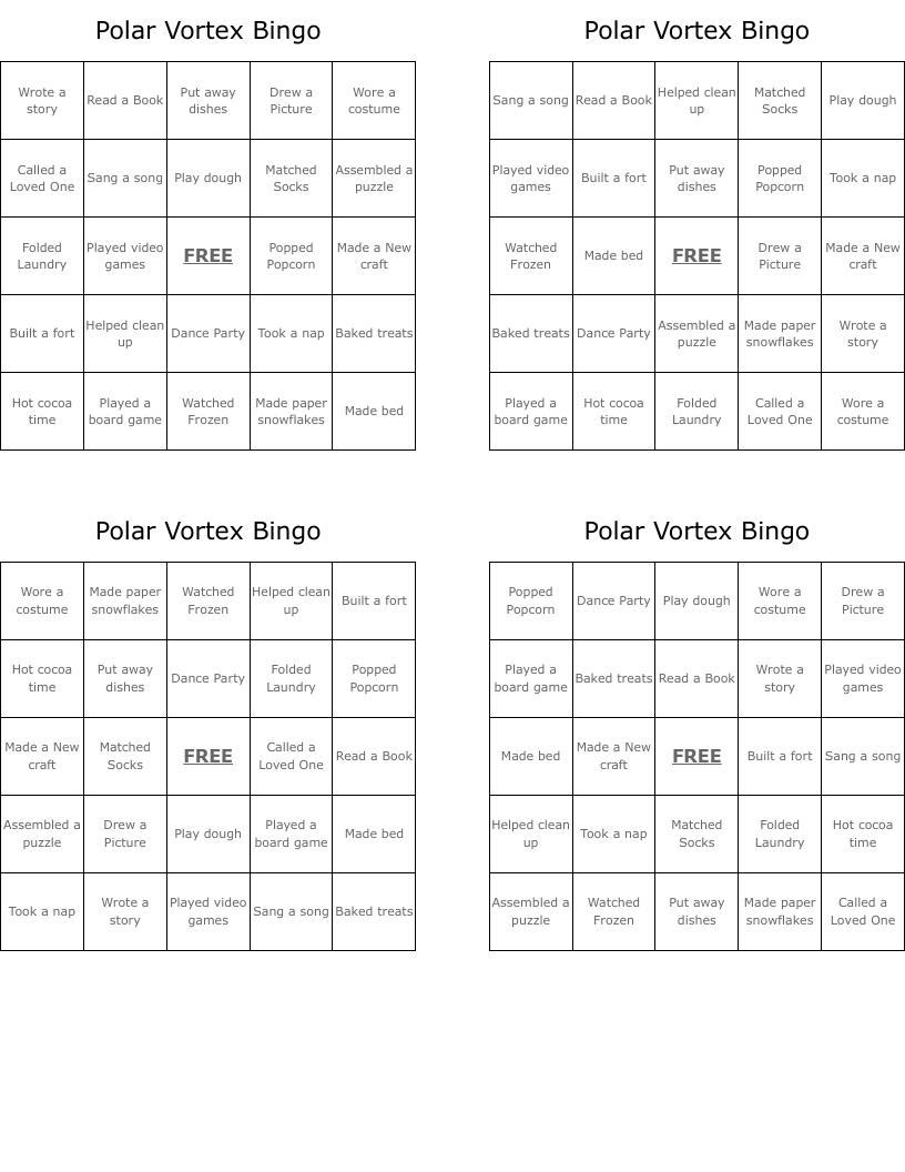 Polar Vortex Bingo