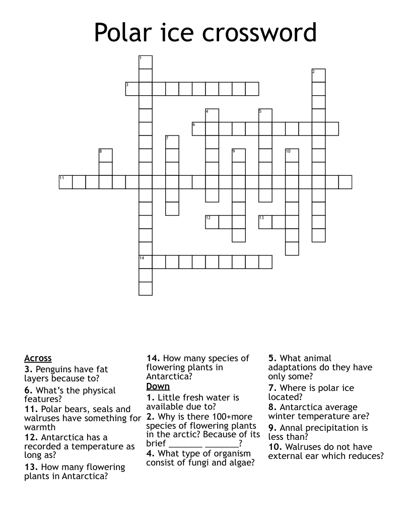 Polar ice crossword