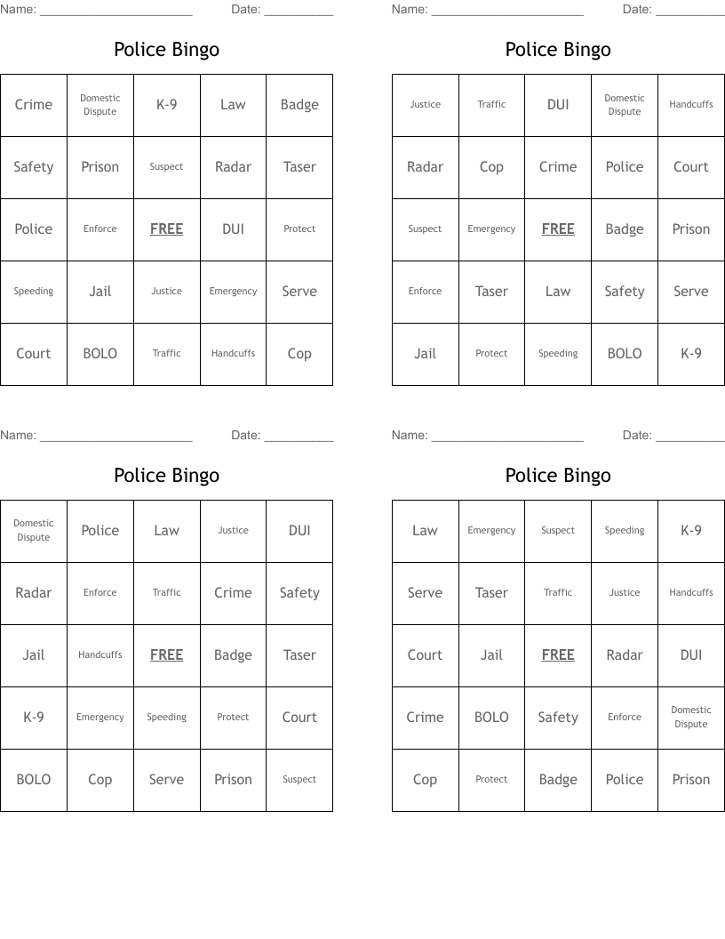 Police Bingo