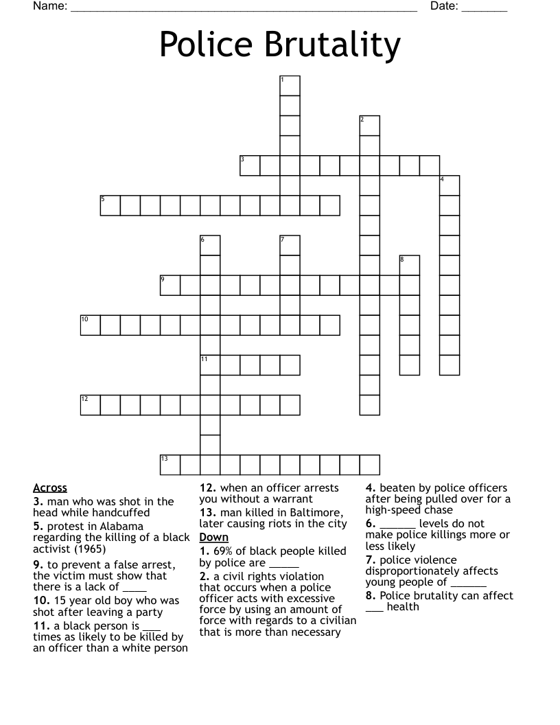 Police Brutality Crossword