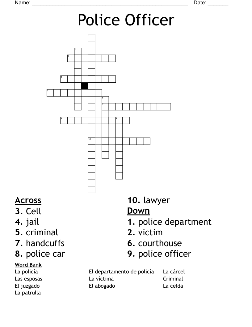 Police Officer  Crossword