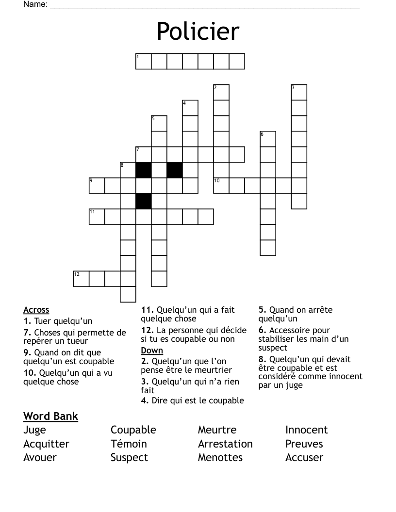 Policier Crossword